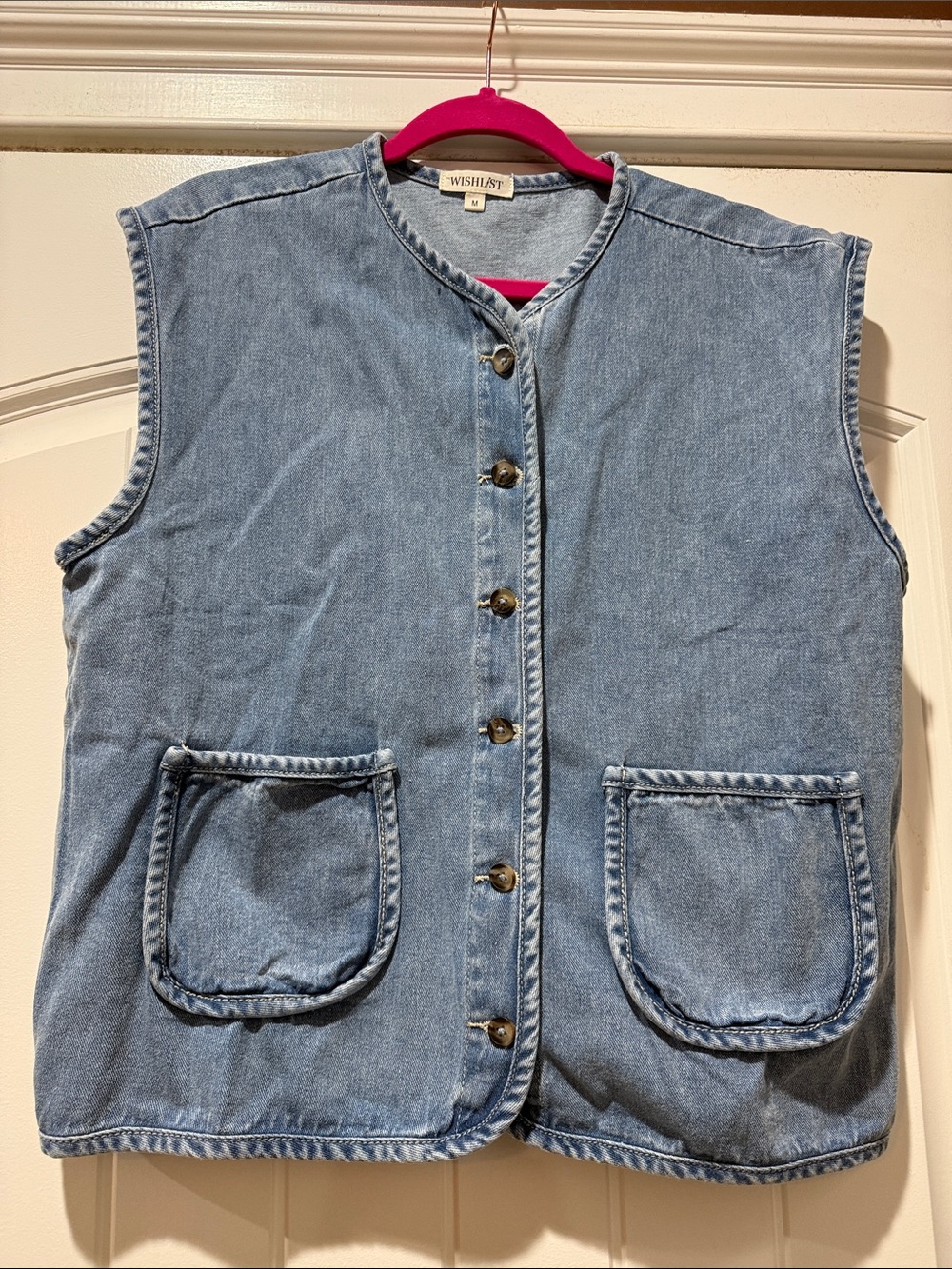 NWOT. Wishlist Light Wash Denim Button-Up Vest
